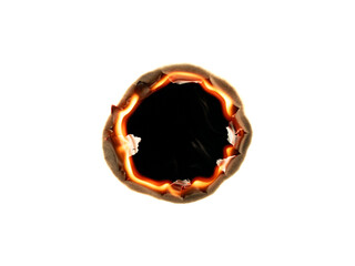 burning paper. isolated burn hole