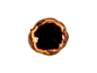 burning paper. isolated burn hole