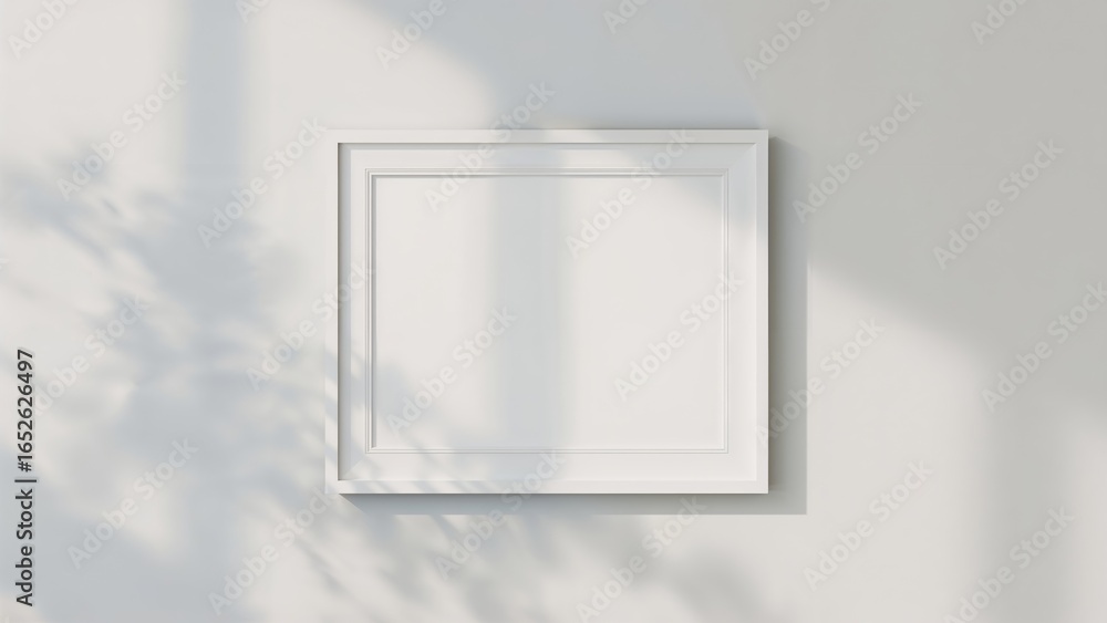 Poster wall-mounted empty frame mockup featuring ample copy area
