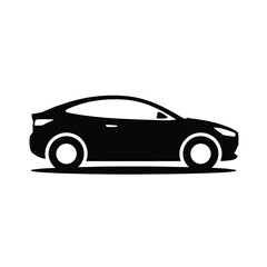 Fototapeta premium Black silhouette icon of a modern car on a white background automobile