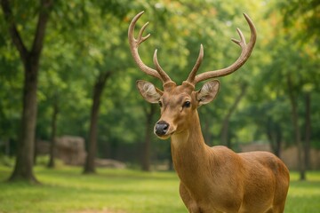 Obraz premium Exhibition of Rucervus eldii and related deer varieties