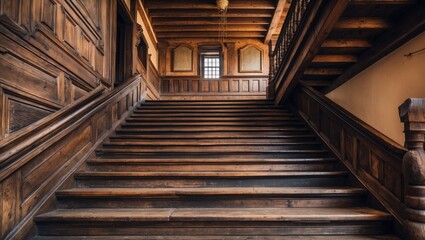 Fototapeta premium Close-up shot of vintage wood steps