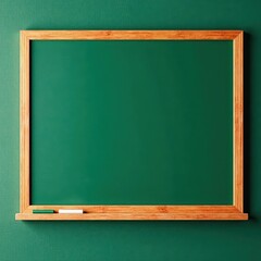 Empty green chalkboard with rustic wooden frame , lesson, isolated