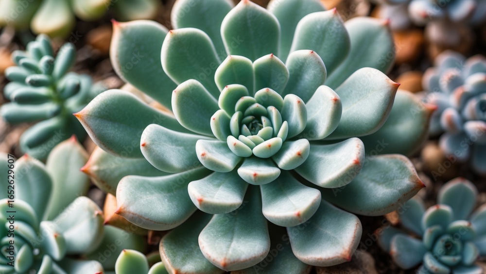 Poster macro view of succulents showcasing intricate textures