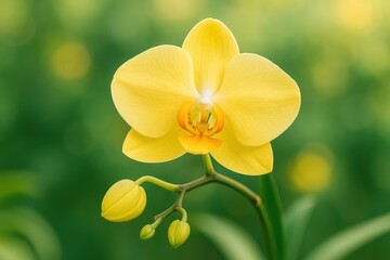 Fototapeta premium A stunning display of nature's beauty with bright flowers and a soft yellow orchid
