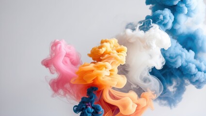 Obraz premium Colorful smoke swirls isolated against a white background suitable for design work
