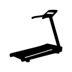 Black silhouette of treadmill icon-Minimal black and white illustration of a treadmill, representing exercise, cardio, gym equipment, fitness, training, and workout
