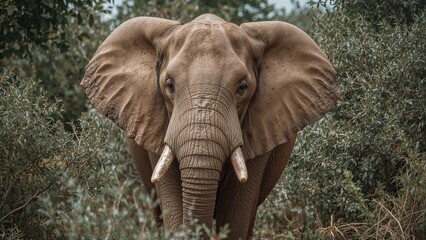 Fototapeta premium The aged elephant from the African wild is among the trio of still-existing elephant species and holds the title of the largest terrestrial creature, with adult males attaining tall shoulder heights.