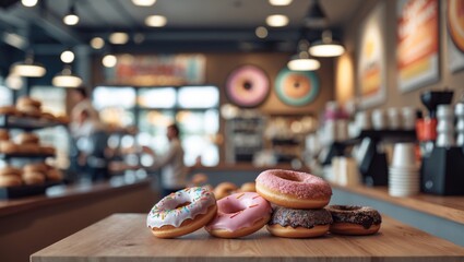Blurry shot of a pastry and beverage shop