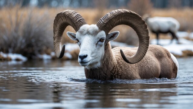 Bighorn Ram Roaming Free in the Wilderness