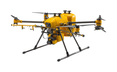 Aerial showcase of innovative drone technology for industrial equipment, isolated on transparent background, png