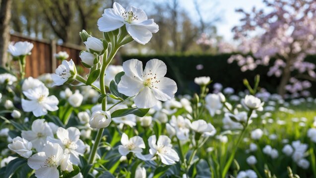 Charming white krokot blooming outdoors
