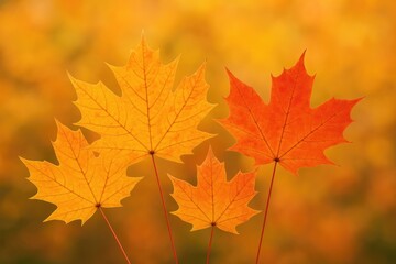 Fototapeta premium Seasonal still life showcasing vibrant fall foliage with warm tones