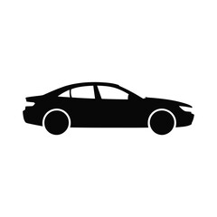 Fototapeta premium Black silhouette of a modern sedan car on a white background vehicle transportation