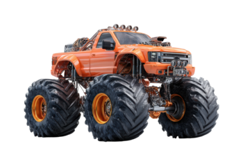 Monster truck showdown stadium automotive urban side view entertainment, isolated on transparent background, png