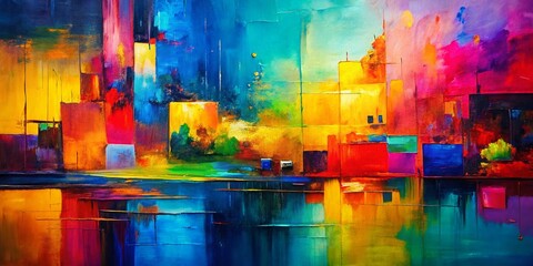 Minimalist Abstract Art: Vivid Colors & Symbolic Imagery