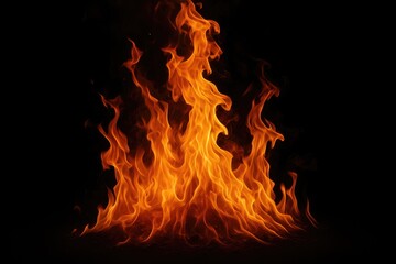 Bright fire glowing against a black background