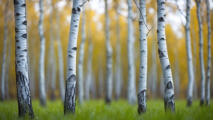 Fuzzy background of a birch tree woodland