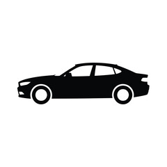 Fototapeta premium Black Silhouette Icon of a Modern Sedan Car automobile vehicle