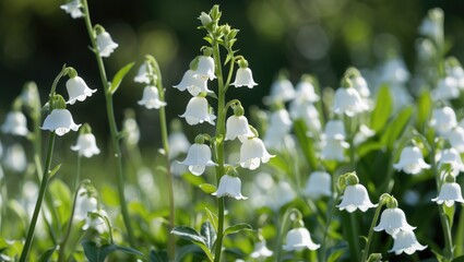One stem with elegant white flowers resembling bells
