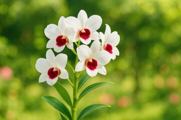 Beautiful arrangement of dendrobium orchids in a garden setting
