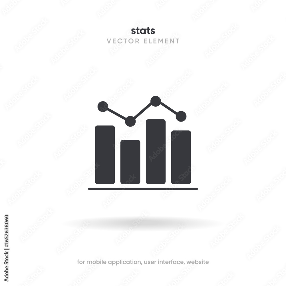 Poster statistic icon. 3d financial analysis stats icon. growing graph. business chart symbol. growths char