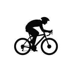 Obraz premium Black silhouette icon of a cyclist on a road bike cycling bicycle