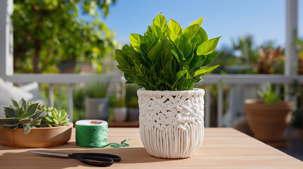 Fototapeta premium How to Create a Macramé Plant Hanger at Home