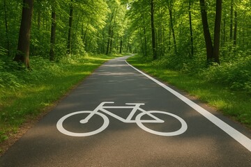 Obraz premium Cycling haven surrounded by vibrant greenery
