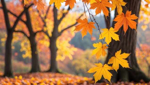Autumn hues showcasing yellowing maple trees