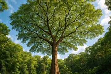 Obraz premium Scenic view of a towering tree within a subtropical woodland