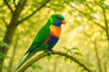 Elegant Bright Green-Naped Bird
