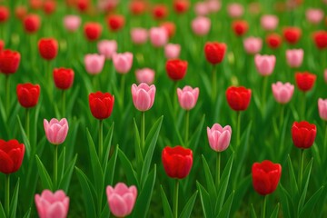 Fototapeta premium Breathtaking Blooming Tulip Landscape