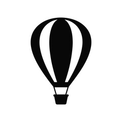 Naklejka premium Black and white hot air balloon silhouette with basket on white background transportation