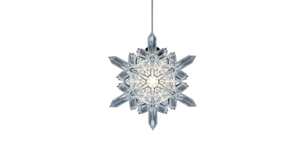 Elegant crystal snowflake chandelier isolated on transparent background, a luxurious and decorative lighting fixture for modern interior design