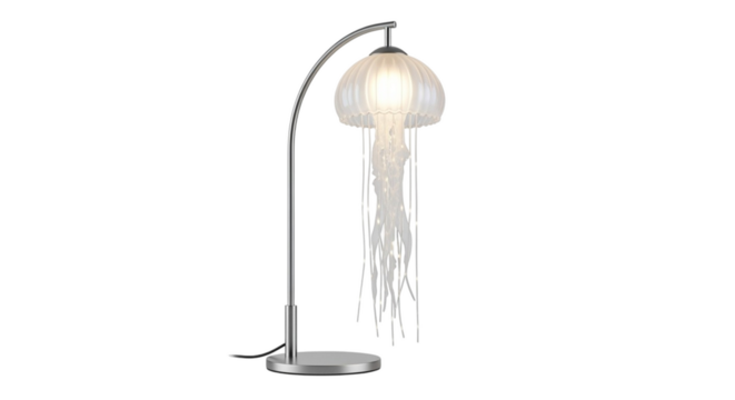 Elegant jellyfish lamp isolated on transparent background, a modern and stylish lighting fixture for home decor, perfect for adding a touch of contemporary art