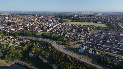 Sunderland Aerial View with River Wear Docks and Queen Alexandra Bridge, North East England