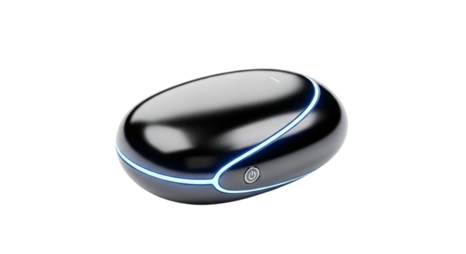 Sleek and modern wireless device isolated on transparent background, showcasing its innovative design and glossy surface, perfect for tech enthusiasts and minimalist lifestyle