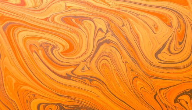 Abstract swirling paint textures in warm orange and brown