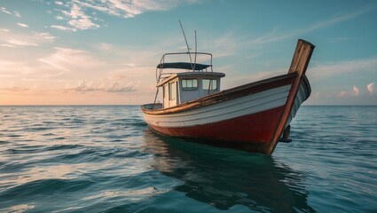 Fototapeta premium Ship gliding across the waters