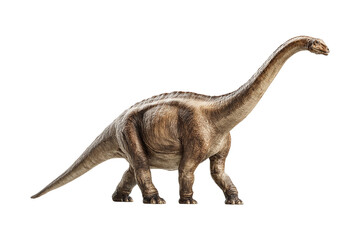 Fototapeta premium Brontosaurus dinosaur isolated on transparent background is a prehistoric sauropod animal