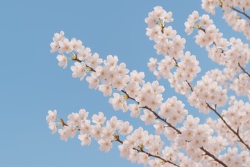 Breathtaking scene of delicate sakura flowers in full bloom