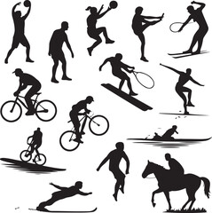Sports Silhouette Vector Set &ndash; Athletes in Action

Football, Basketball, and Running Player Silhouettes

Fitness and Sports Vector Bundle for Logo and Design