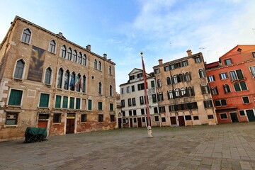Morning view of Campo San Maurizio (city square) in Venice, Italy