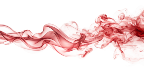 Abstract red smoke isolated on transparent background creates a mesmerizing and artistic effect, perfect for adding a touch of elegance and creativity to any design project