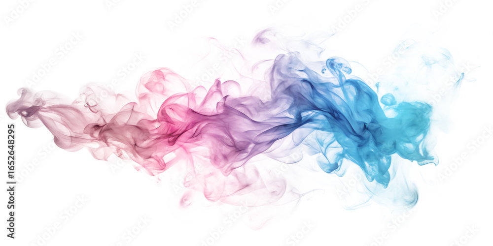 Poster colorful smoke flowing smoothly creating an abstract wave isolated on transparent background, perfec