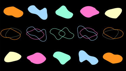 Abstract colorful fluid shape on dark background.