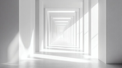 Fototapeta premium Monochrome Corridor with Repeating Arches and Columns