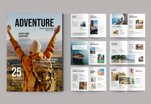 Travel Adventure Magazine Layout Template