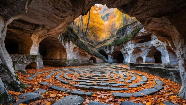 Autumnal Cave Labyrinth Exploration